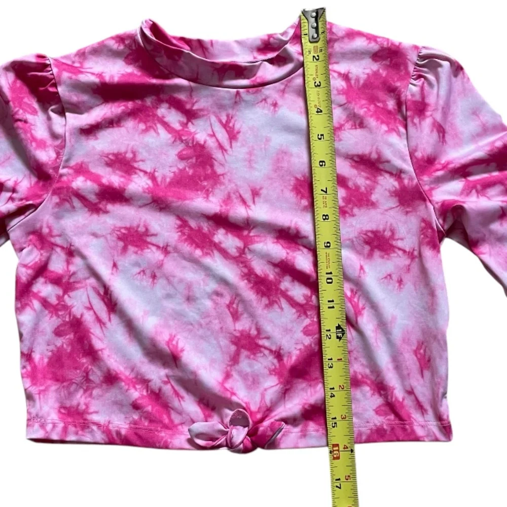 More Than Magic Girls XL 14/16 Pink White Tie Dye Swim Shirt Rashguard